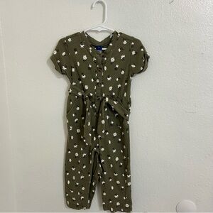Old Navy Toddler Girl Floral Jumpsuit Size 2T Olive Green